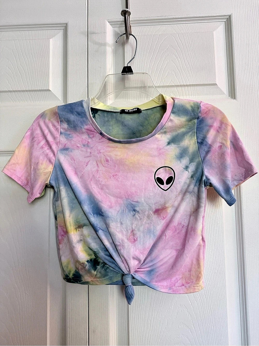 Mini U.S.A. Tie-Dye Knot Front Crop Top Size Small